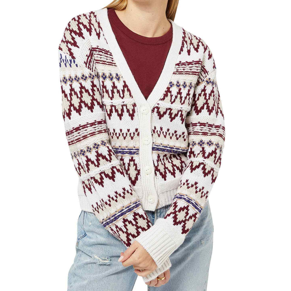 rag & bone NWT Willow Fair Isle 100% Wool Cardigan Size L Drop Shoulder Buttons